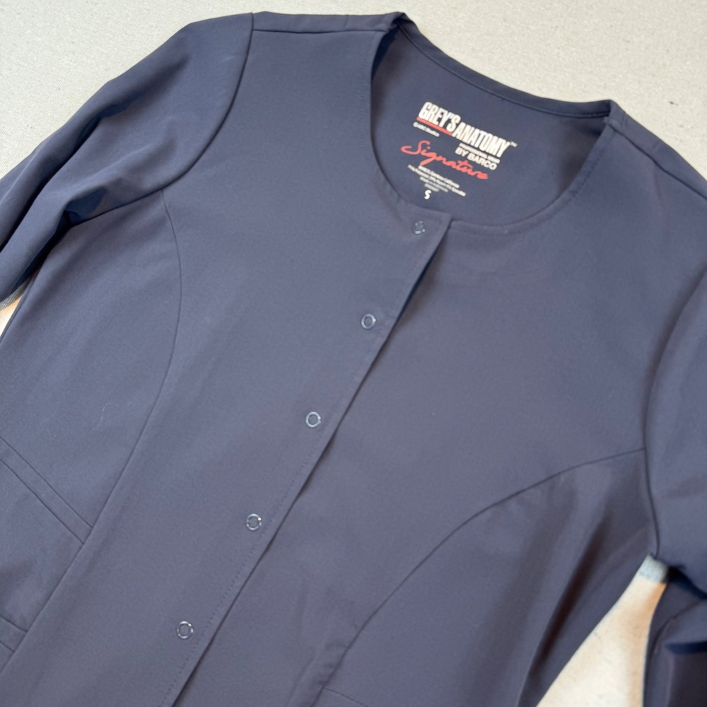 Greys Anatomy Signature by Barco Scrub Jacket Small Gray Snap Front